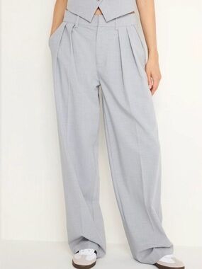 NWT Good American Wide Leg Trouser Pants Heather Grey Size 10/30